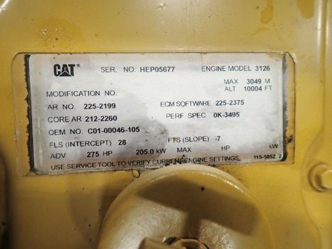 USED CAT 3126 COMPLETE ENGINE TRUCK PARTS #13304-5