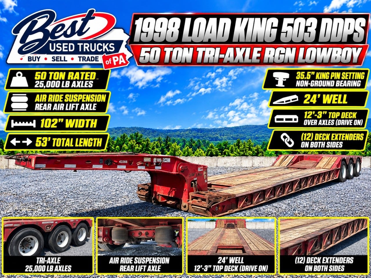 1998 LOAD KING 503 DDPS Tri-Axle RGN T Lowboy Trailer #1 1998 LOAD KING 503 DDPS Tri-Axle RGN T Lowboy Trailer #1