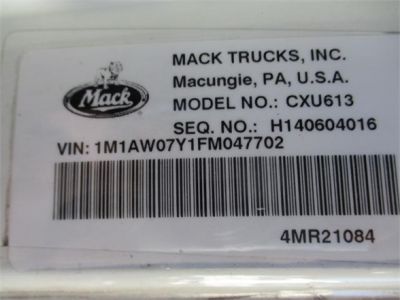 USED 2015 MACK PINNACLE CXU613 SLEEPER TRUCK #$vid