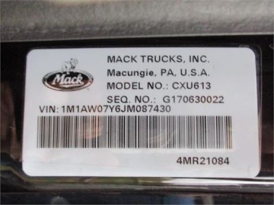 USED 2018 MACK PINNACLE CXU613 DAYCAB TRUCK #$vid