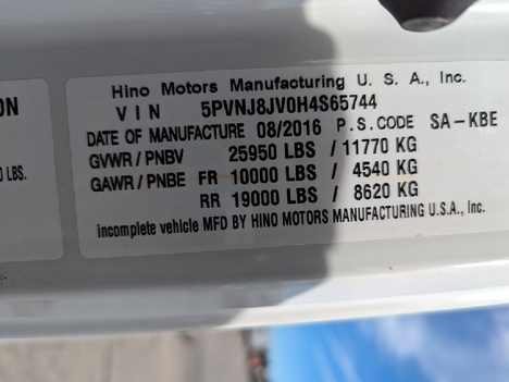 USED 2017 HINO 268A BOX VAN TRUCK #$vid