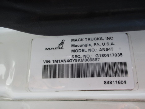 USED 2019 MACK AN64T TANDEM AXLE DAYCAB TRUCK #$vid