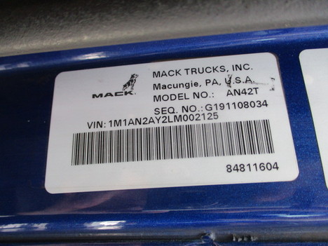 USED 2020 MACK AN42T SINGLE AXLE DAYCAB TRUCK #$vid