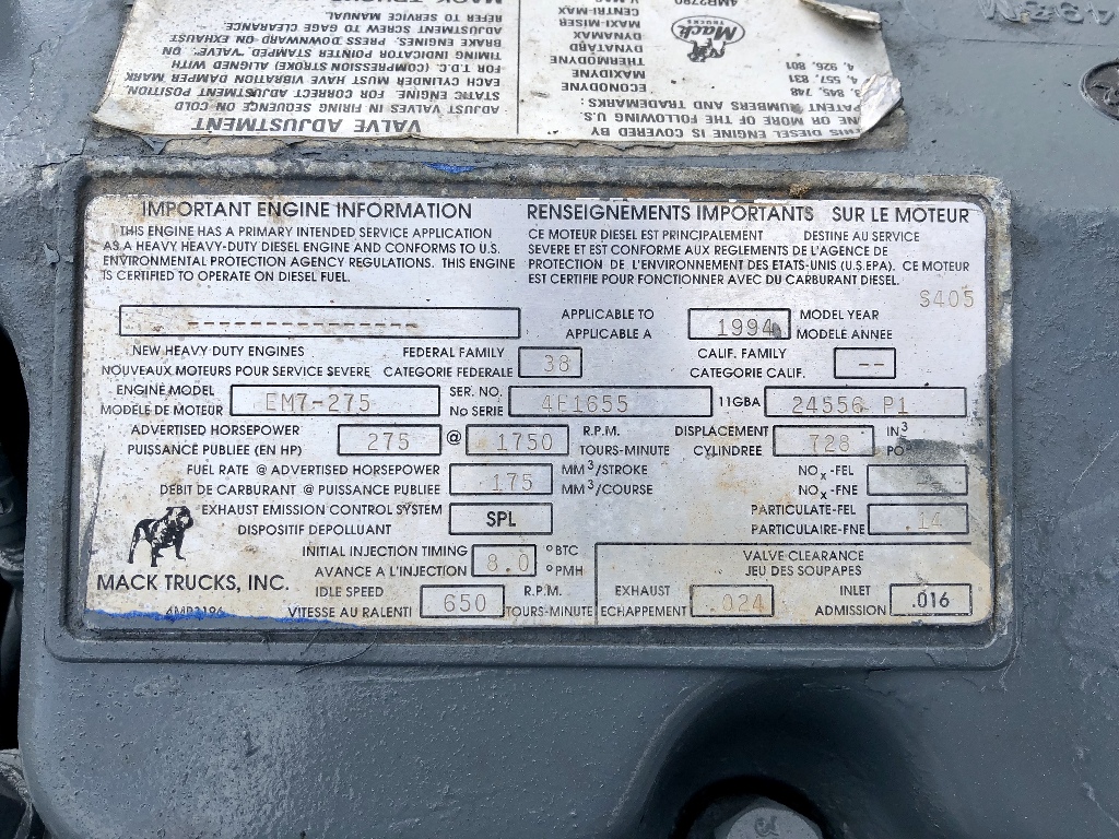 mack e7 350 valve adjustment