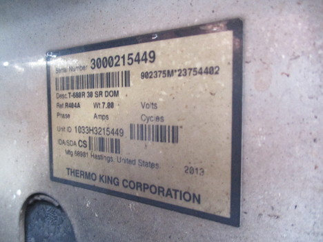 USED 2013 THERMO KING TK 680R-30 REEFER UNIT EQUIPMENT #12282-3