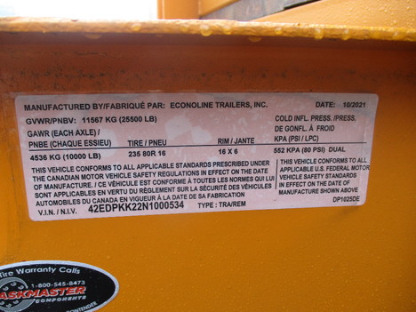 NEW 2022 ECONOLINE DP1025DE EQUIPMENT TRAILER #12381-3
