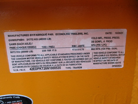 NEW 2022 ECONOLINE DP2025DA EQUIPMENT TRAILER #12382-2