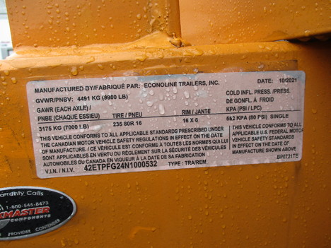 NEW 2022 ECONOLINE BP0721TE EQUIPMENT TRAILER #12384-3