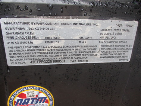 NEW 2022 ECONOLINE BP0721TE EQUIPMENT TRAILER #12385-3