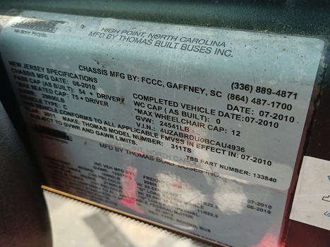 USED2011THOMAS54PASSENGERSCHOOLBUS #12391-7