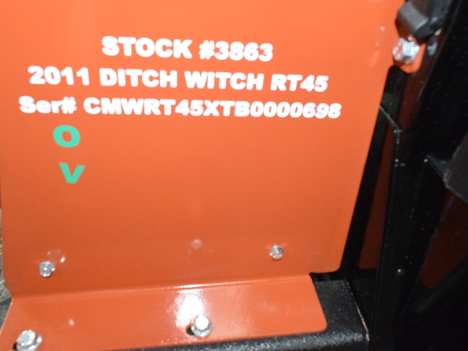 USED 2011 DITCH WITCH RT45 RIDE-ON TRENCHER EQUIPMENT #3863-23