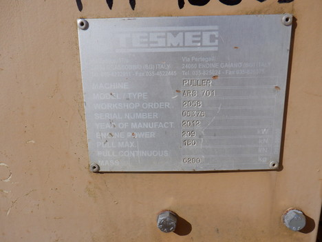 USED 2012 TESMEC ARS 701 SINGLE DRUM PULLER EQUIPMENT #3878-6