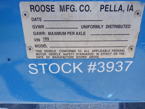USED 2008 ROOSE UL-415 REEL TRAILER EQUIPMENT #3937-10