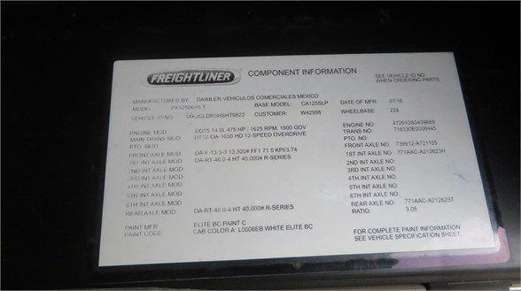2017 FREIGHTLINER CASCADIA 125 EVOLUTION SLEEPER FOR SALE 11917