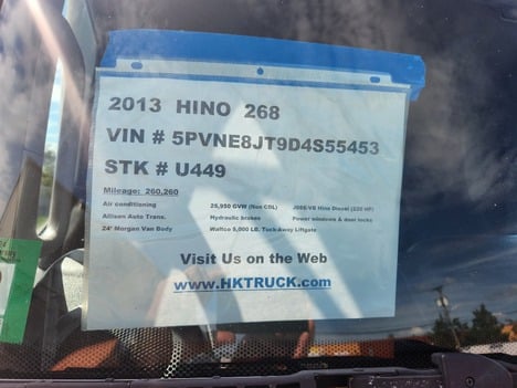 USED 2013 HINO 268 BOX VAN TRUCK #1155-21