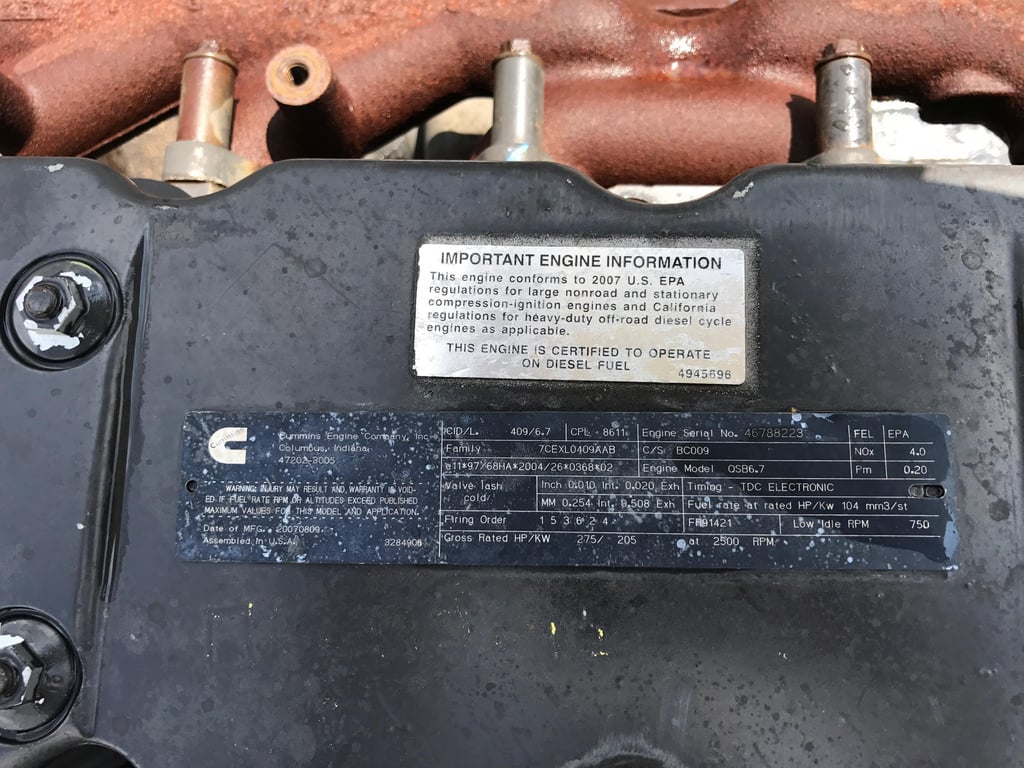 cummins engine serial number location