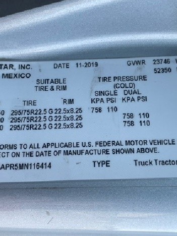 USED 2021 INTERNATIONAL LT 625 TANDEM AXLE SLEEPER TRUCK #1247-13