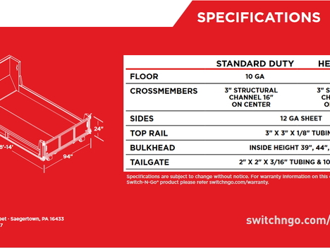 NEW SWITCH-N-GO 14FT. MASON DUMP SWITCH-N-GO BODY TRUCK BODY #13220-9