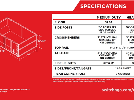 NEW SWITCH-N-GO 15FT. MEDIUM DUTY CONTAI SWITCH-N-GO BODY TRUCK BODY #13240-8