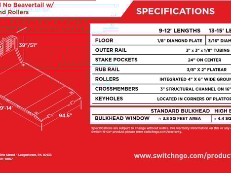 NEW SWITCH-N-GO 12FT. FLAT BED SWITCH-N-GO BODY TRUCK BODY #13548-14