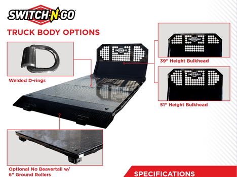 NEW SWITCH-N-GO 12FT. FLAT BED FLATBED BODY TRUCK BODY #13548-9
