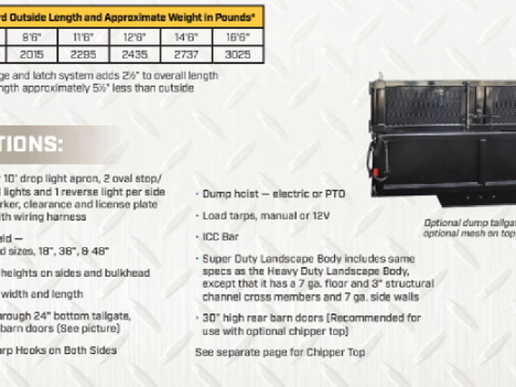 NEW SH TRUCK BODIES 11FT. LANDSCAPE DUMP DUMP BODY TRUCK BODY #13573-10