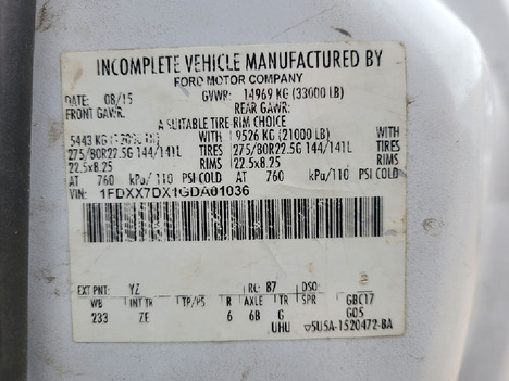 USED 2016 FORD F750 WRECKER TOW TRUCK #3026-9