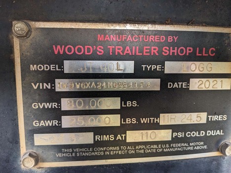 USED 2021 WOODS 40 FT FORESTRY - LOG TRAILER #3124-4