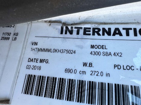 USED 2019 INTERNATIONAL 4300 BOX VAN TRUCK #4053-5