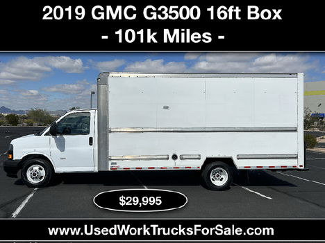 USED 2019 GMC SAVANA G3500 BOX VAN TRUCK #3031-18